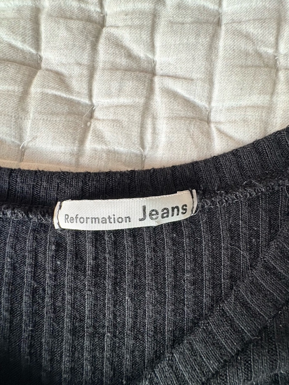 Reformation Black Ribbed Ruched Crop Top - Picture 7 of 9